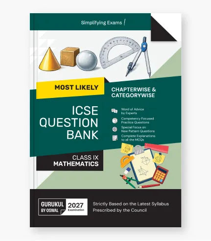 Mathematics Most Likely Question Bank ICSE Class 9 For 2027 Exam By Oswal Publishers