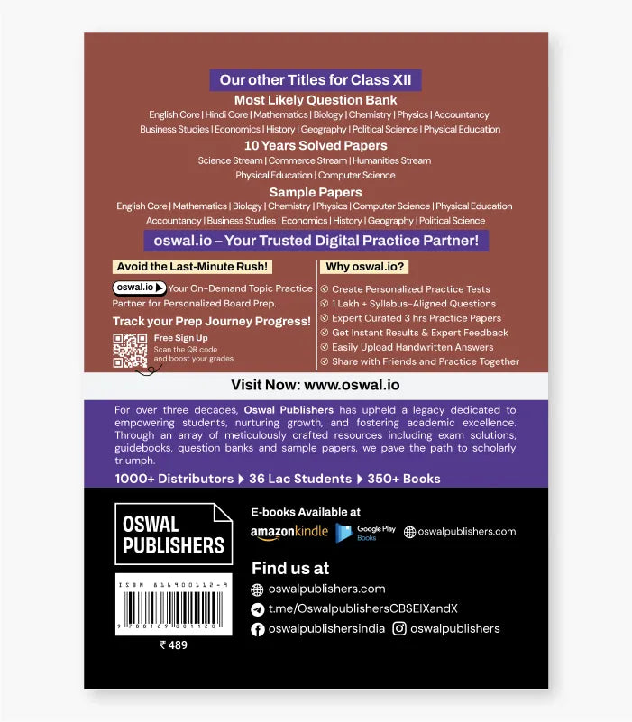 Physics Most Likely Question Bank CBSE Class 12 for 2027 Exam By Oswal Publishers