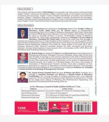 PHARMACEUTICAL MICROBIOLOGY BOOK B.PHARM 3RD SEMESTER, THAKUR PUBLICATIONS PVT LTD,Authors: Dr. R. Manivannan, Dr. Brijesh Singh &amp; Dr. Yogesh Kumar Kantilal Patel