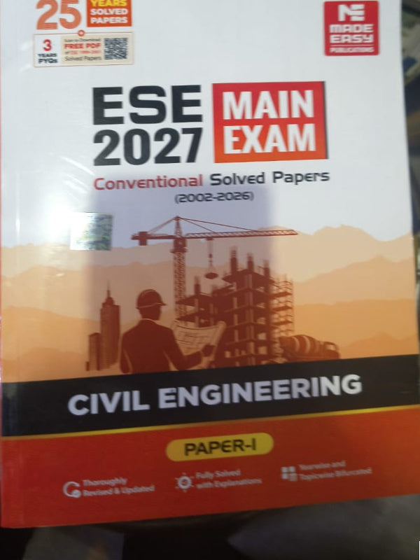 ESE 2027 Main Exam Conventional Solved Papers (2002-2026) | Civil Engineering – Paper-I | Made Easy Publications | Civil Engineering – Paper-I