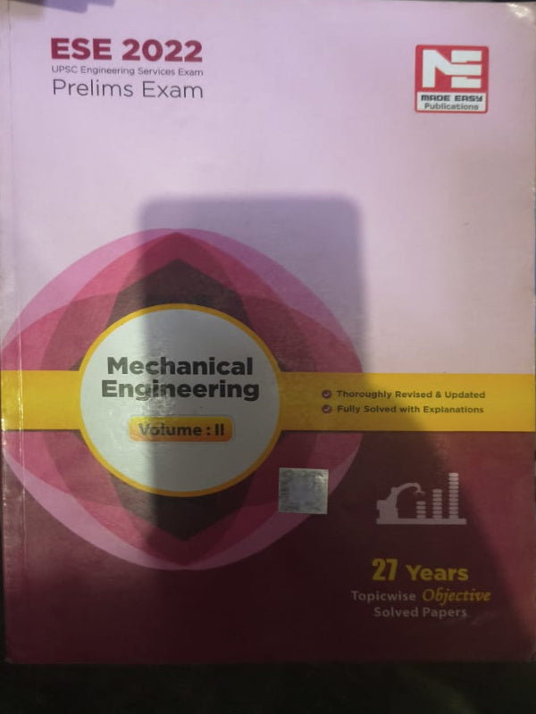 ESE 2022 UPSC Engineering Services Exam Prelims Exam Mechanical Engineering Volume : II | Made Easy Publications | Mechanical Engineering