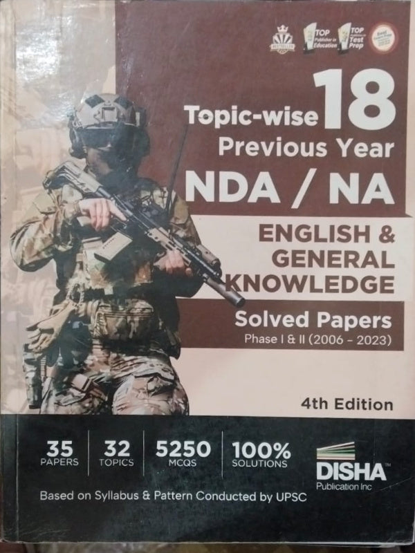 18 Topic-wise Previous Year NDA / NA English & General Knowledge Solved Papers | 4th Edition | Disha Publication Inc. | English & General Knowledge | 4th Edition