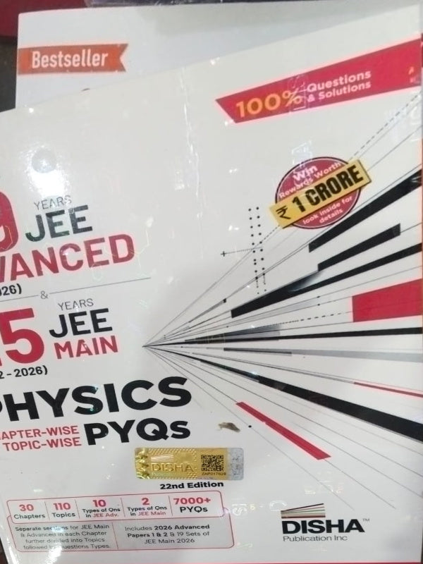 18 Years JEE Advanced (2009-2026) & 5 Years JEE Main (2022-2026) Physics PYQs Chapter-wise Topic-wise | 22nd Edition | Disha Publication Inc | Physics | 22nd Edition