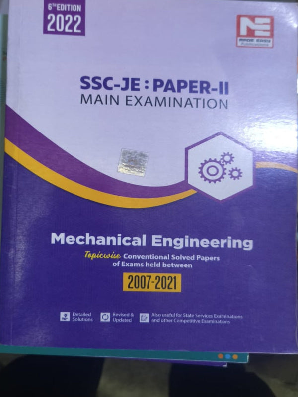 SSC-JE: PAPER-II MAIN EXAMINATION – Mechanical Engineering | 6th Edition 2022 | Made Easy | Mechanical Engineering | 6th Edition 2022