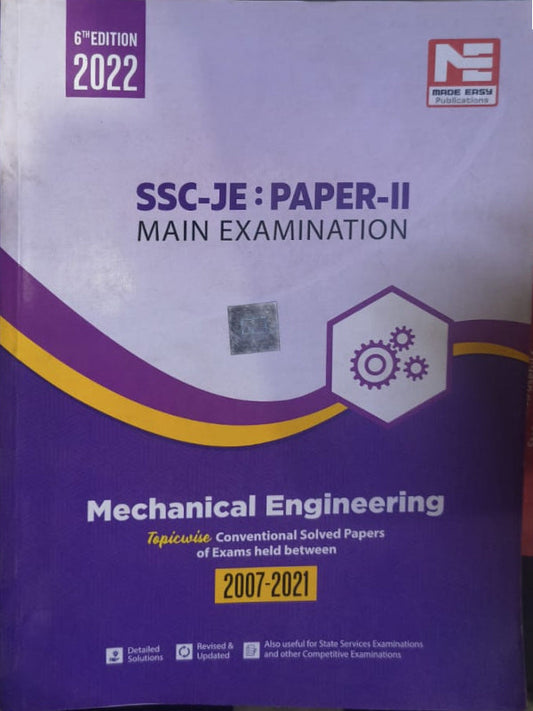 SSC-JE : PAPER-II MAIN EXAMINATION Mechanical Engineering | 6th Edition 2022 | Made Easy Publications | Mechanical Engineering | 6th Edition 2022