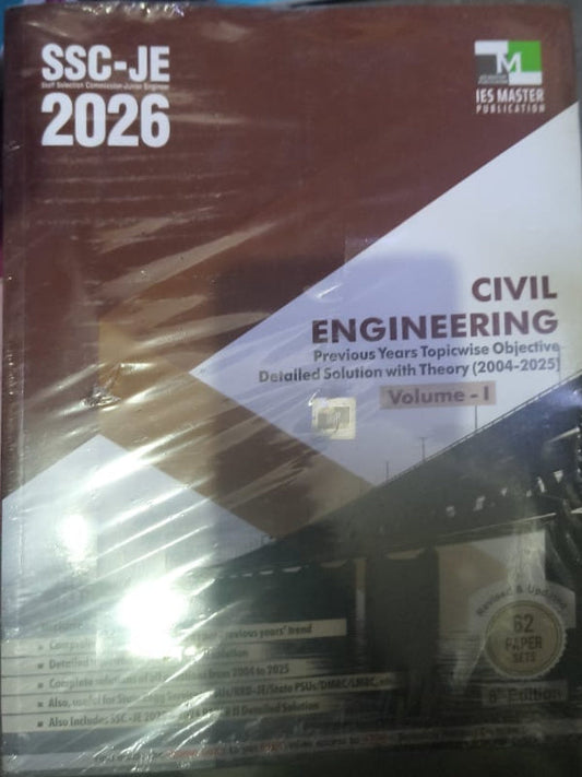 SSC-JE 2026 Civil Engineering Previous Years Topicwise Objective Detailed Solution with Theory (2004-2025) Volume-I | IES Master Publications | Civil Engineering