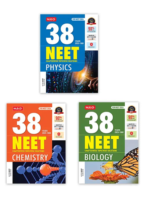38 Years NEET Physics, Chemistry, Biology PYP with Chapterwise Topicwise Solutions for NEET 2026 Exam – Get Free access of Smart Book and Video Solutions (Based on Latest Syllabus) Combopack