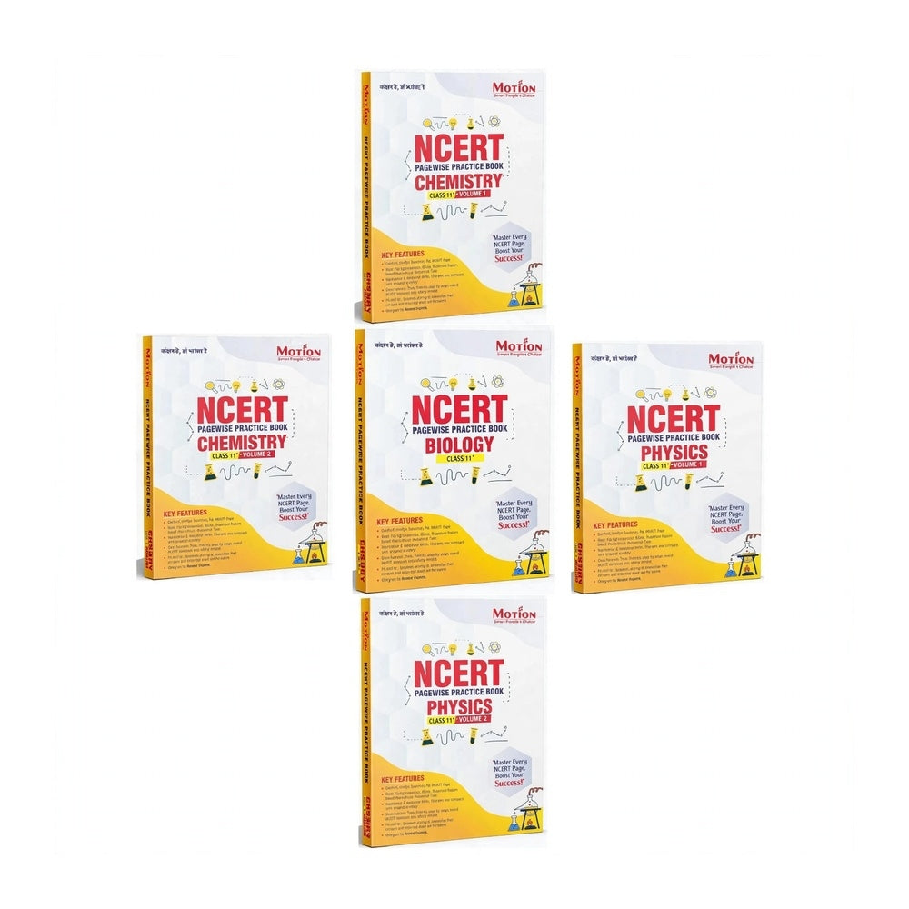 Motion NCERT Pagewise Practice Book Class 11 |Combo Set of 5 Books| - (Physics Vol 1 and Vol 2 plus Chemistry Vol 1 and Vol 2 plus Biology) For NEET JEE CBSE