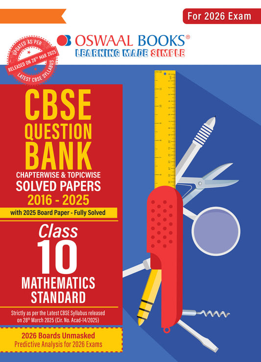 CBSE Question Bank Chapterwise and Topicwise SOLVED PAPERS Class 10 Mathematics (Standard) For Exam 2026|Oswaal