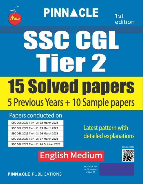 SSC CGL Tier 2 15 Solved Papers English medium|PINNACLE – OneTouch Book
