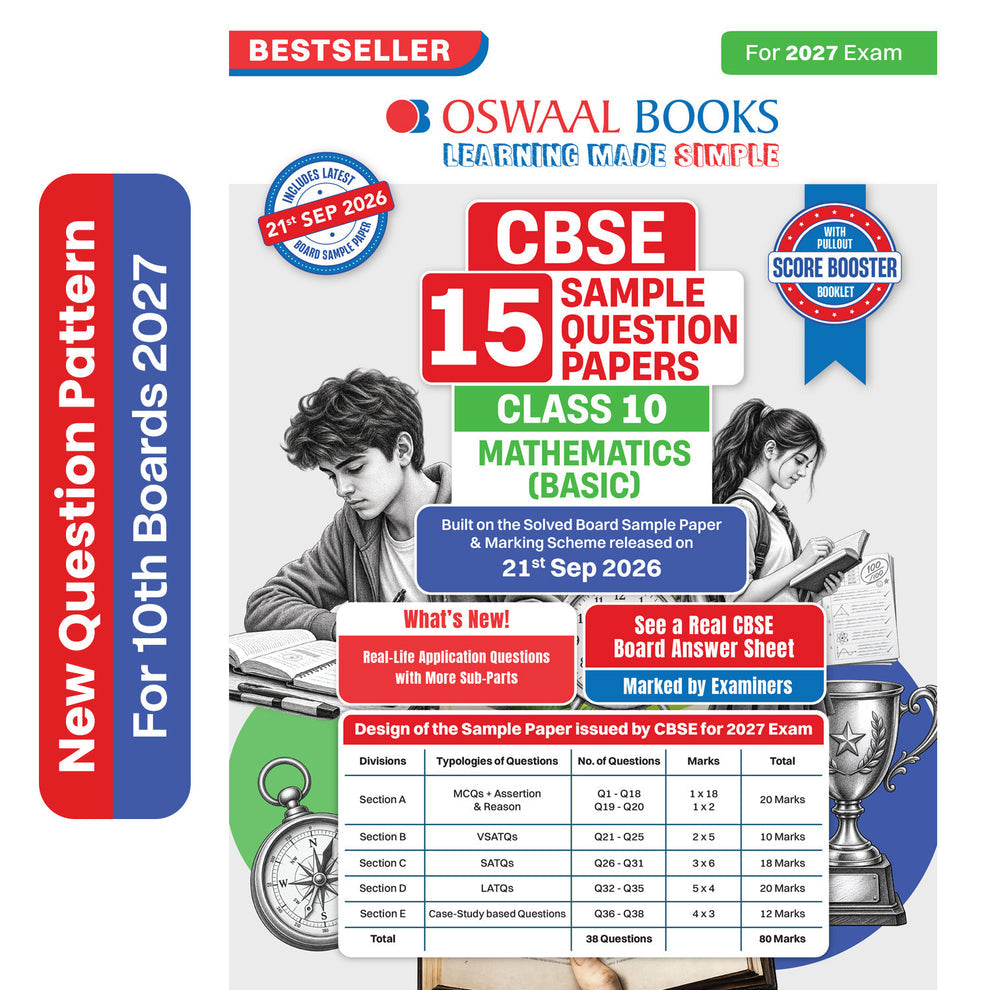 Oswaal CBSE 15 Sample Question Papers Class 10 Mathematics (Basic) (For 2027 Exam)