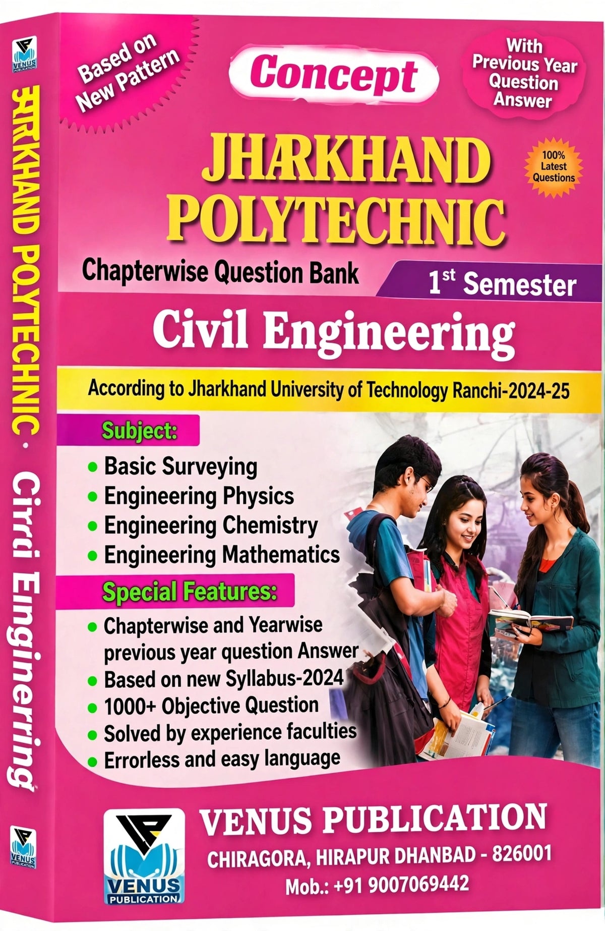 Jharkhand Polytechnic 1st Semester Civil Engineering Chapterwise Question Bank | JUT Syllabus 2024–2025 | Venus Publication