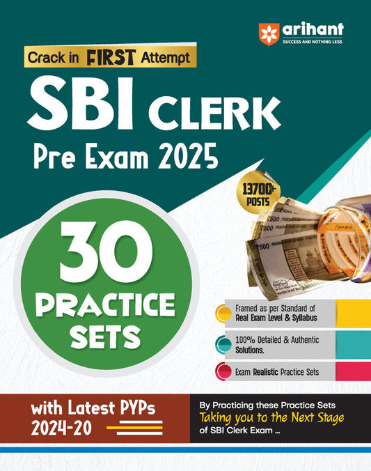 SBI Clerk Pre Exam (Phase 1) 2025| 30 Practice Sets | English Medium| Arihant