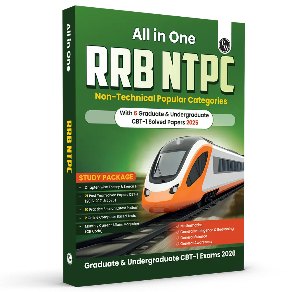 PW All in One RRB NTPC Graduate & Undergraduate CBT-1 for 2026 Exams l Chapterwise Theory, Short Tricks and Exercises l 21 Past Year Papers (PYQs) 2016, 2021 & 2025 with 10 Practice Sets
By PW