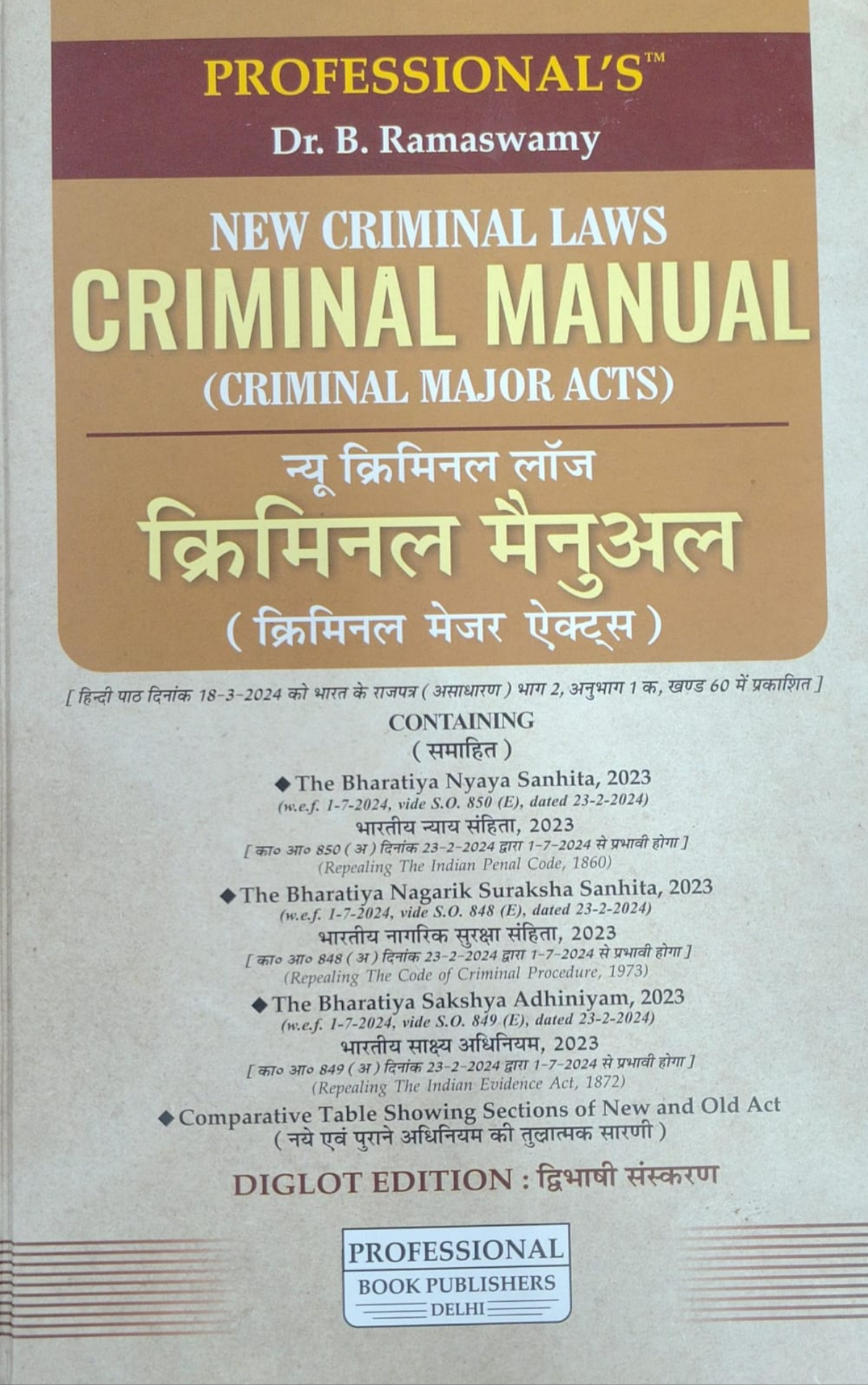 Criminal Manual: BNS, BNSS, BSA