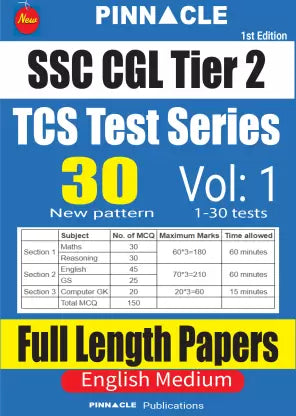 ssc cgl tier 2 TCS test series 30 full-length papers vol 1 english medium• PINNACLE