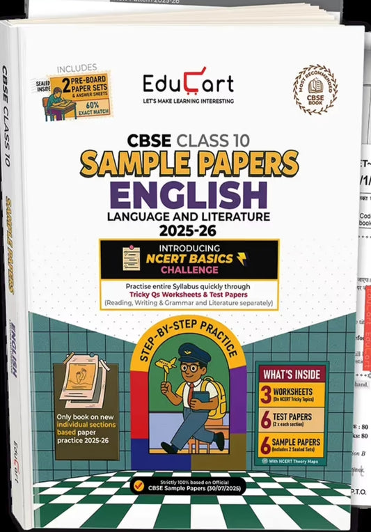 Educart CBSE Sample Paper Class 10 2025-26 English Language and Literature (Introducing exclusive step-by-step new practice concept on 2026 pattern)