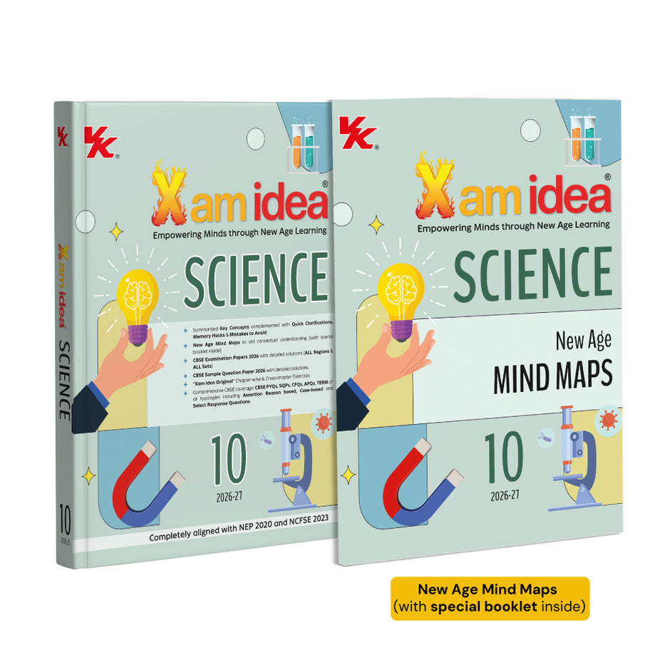 Xam idea Science Class 10 – (CBSE 2026-27) | Mind Maps | Solved NCERT | Solved PYQs | MCQs, A-R, Case-based, VSA, SA, LA Questions | Solved 2026 CBSE Exam & Sample Papers | Practice Papers