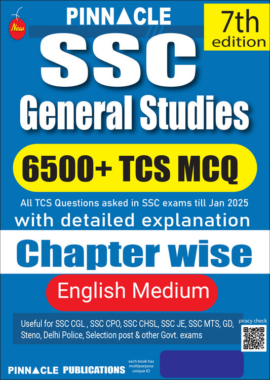 SSC General Studies 6500 TCS MCQ ChapterWise 7th edition English medium| PINNACLE