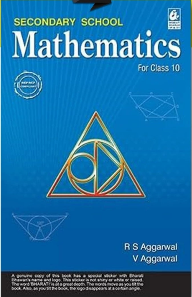 Dr RS Aggarwal
R.S AGARWAL Secondary School Mathematics for Class 10, Latest 2026-27 Edition, R S Aggarwal & V Aggarwal