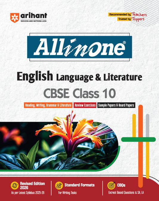 CBSE All in One English Language & Literature Class 10 Exam 2025-26 | Reading , Writing, Grammar & Literature, Review Exercises, Sample Papers & Board Papers | Standard Formats, CBQs | Revised Edition 2026