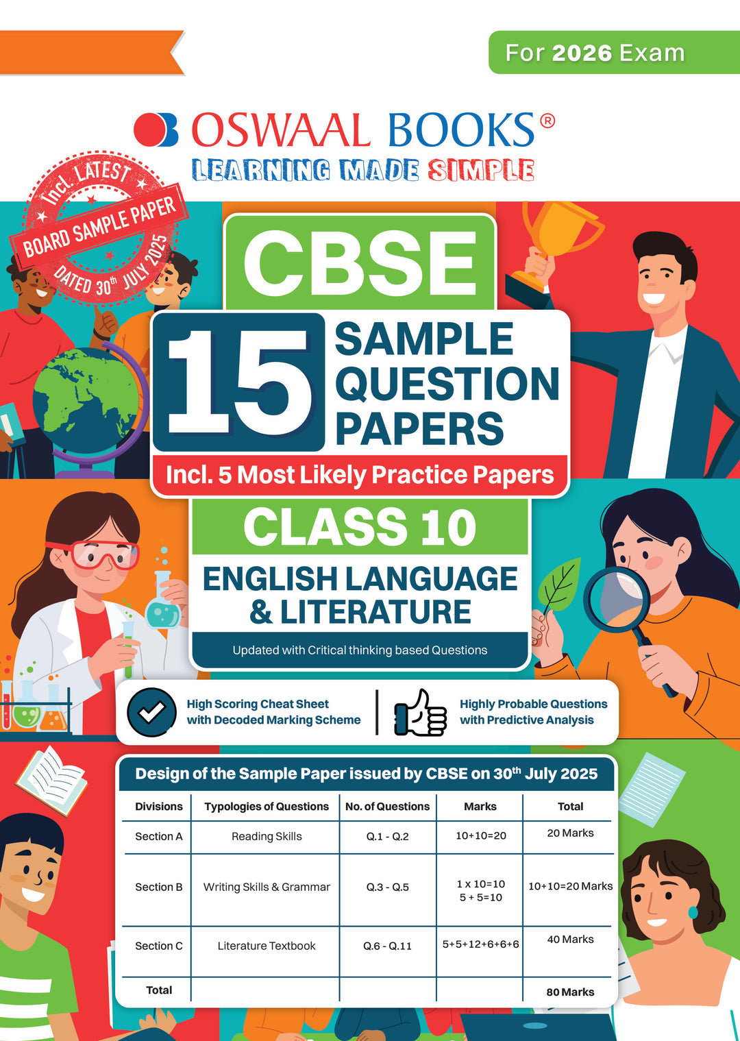 CBSE 15 Sample Question Papers Class 10 English Language & Literature for 2026 Board Exam (As per CBSE Sample Question Paper issued on 30 July 2025), recommended by 2025 CBSE Toppers with Chapter wise Highly Probable Questions
