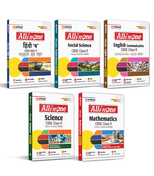 Combo of CBSE All in One Class 9th Exam 2025-26 | Hindi 'B', Social Science English Communicative, Science & Mathematics|Arihant