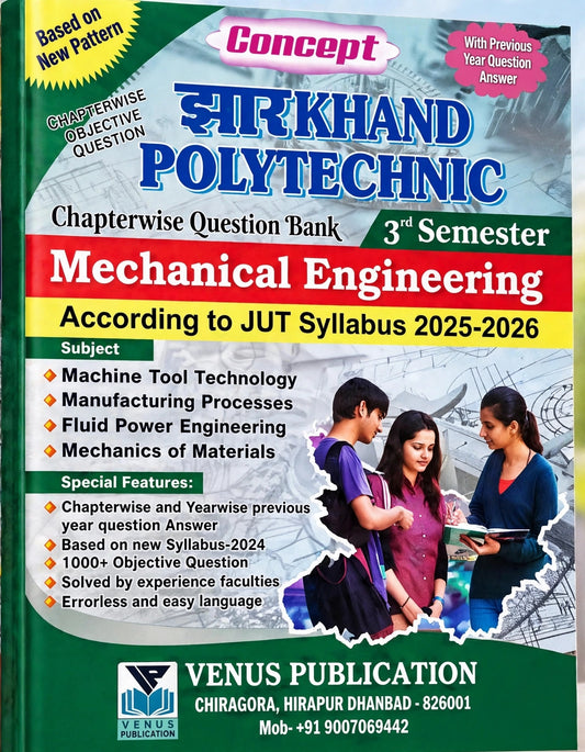 Jharkhand Polytechnic 3rd Semester Mechanical Engineering Chapterwise Question Bank | JUT Syllabus 2025–2026 | Venus Publication