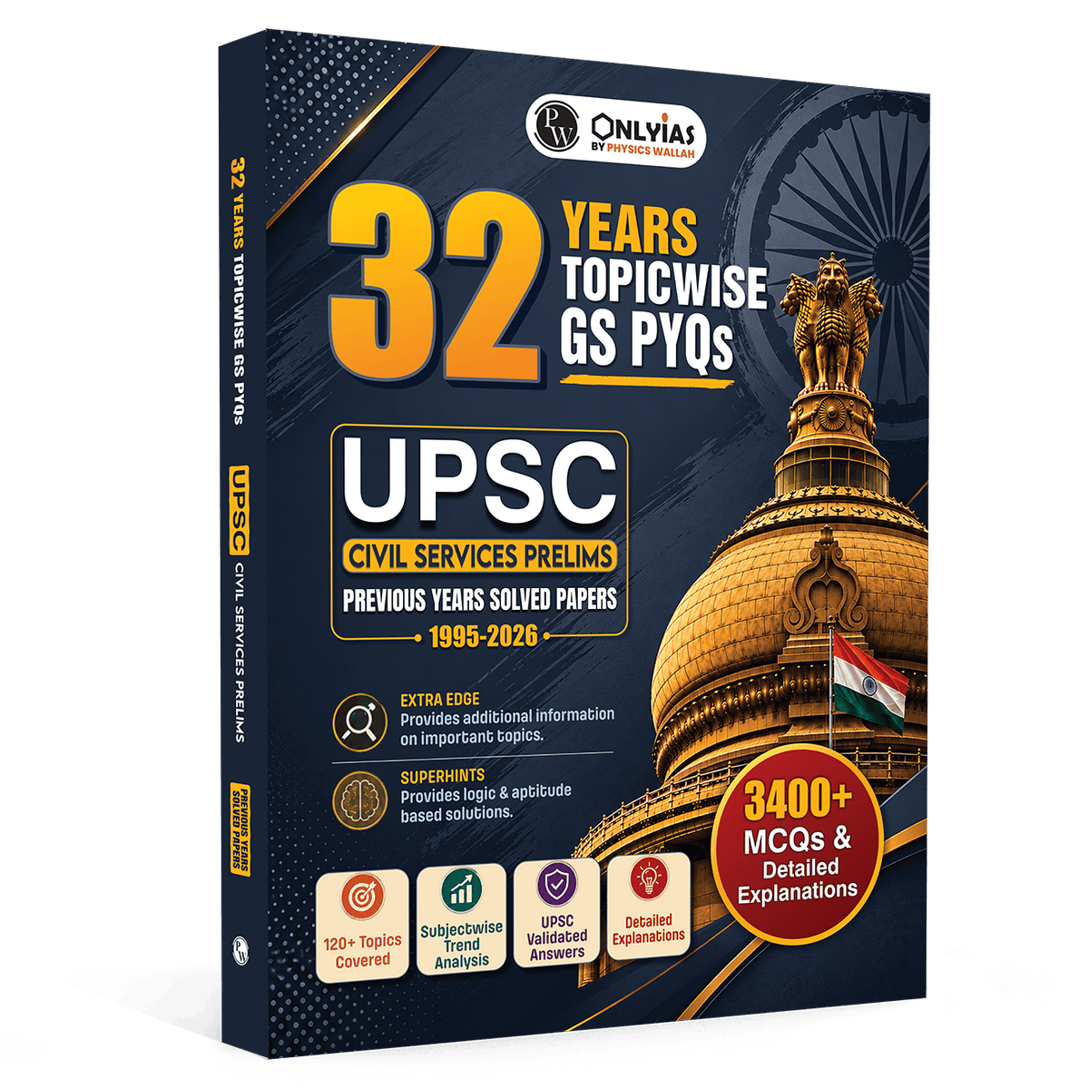 PW UPSC Prelims PYQ - OnlyIAS UPSC Prelims Previous Year Solved Papers (2026–1995) | 32 Years Topicwise GS PYQs with 3400+ MCQs & Detailed Explanations | Civil Services IAS Book English Medium | UPSC Books 2027
By PW