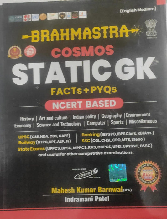 BRAHMASTRA COSMOS STATIC GK FACTS + PYQS BASED ON NCERT (ENGLISH MEDIUM) BY MAHESH KUMAR BARNWAL & INDRAMANI PATEL