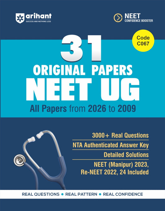 `Arihant 31 Original Papers NEET UG 2026-2009 | 3000+ Real Questions | NTA Authenticated | Confidence Booster C067`