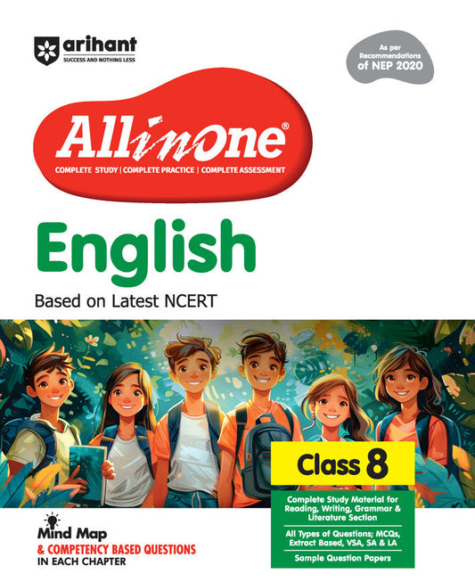 CBSE All in One English Class 8 Exam 2025-26 | Sample Question Papers | Including Mind Map & Competency Based Questions | Based on Latest NCERT |. Arihant