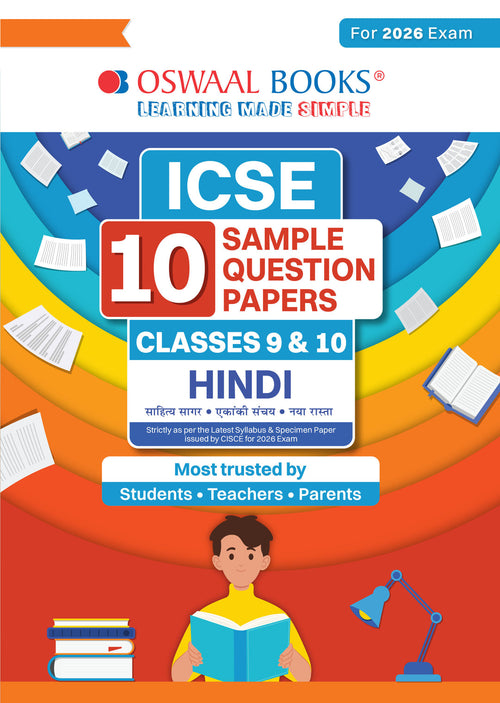 ICSE 10 Sample Question Papers Class 9 & 10 Hindi for Exam 2026 (Strictly aligned with CISCE Latest Specimen Paper 2026), Competency-Based Questions, Mind Maps, On-Tips Notes, Solved MCQs, Revision with Explanations & Board Marking Scheme