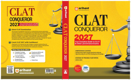 Arihant CLAT Conqueror 2027 Your Complete Guide to CLAT & Other Law Entrance Exams 2000+ MCQs, PYQs, 3 Mock Tests