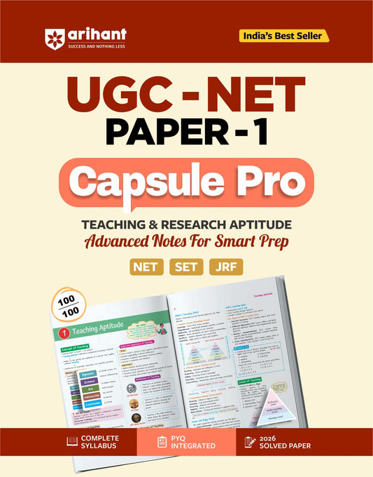 Arihant UGC NET 2026 Paper 1 Capsule Pro Teaching & Research Aptitude Advanced Notes Complete Syllabus + PYQ + 2026 Solved Paper NET/SET/JRF