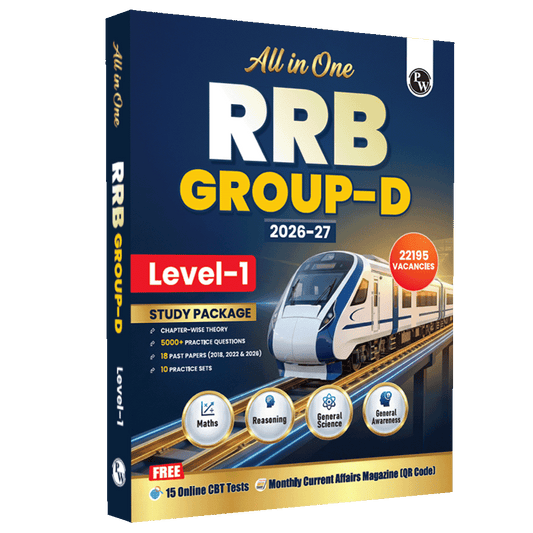 PW All in One RRB Group D Level-1 For 2026-27 Exam | Chapterwise Theory, Short Tricks and Exercises | 15 Previous Year Papers (PYQs) 2018- 2026 with 15 Practice Sets
By PW