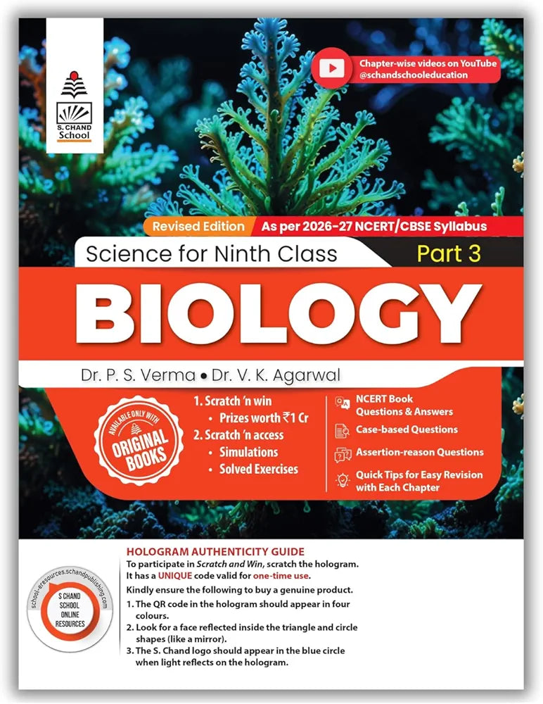 Lakhmir Singh  (S.CHAND) Science Class 9 Biology Part 3 (2026-27 For CBSE Board Exams) | As Per Latest NCERT & CBSE Syllabus | Complete Biology Study for School Exams | NCERT Book Questions & Answers, CBQ