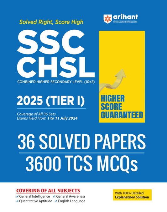 SSC CHSL 2025 (Tier-I) Exam | 36 Solved Papers (3600 TCS PYQs) | English Medium|Arihant|