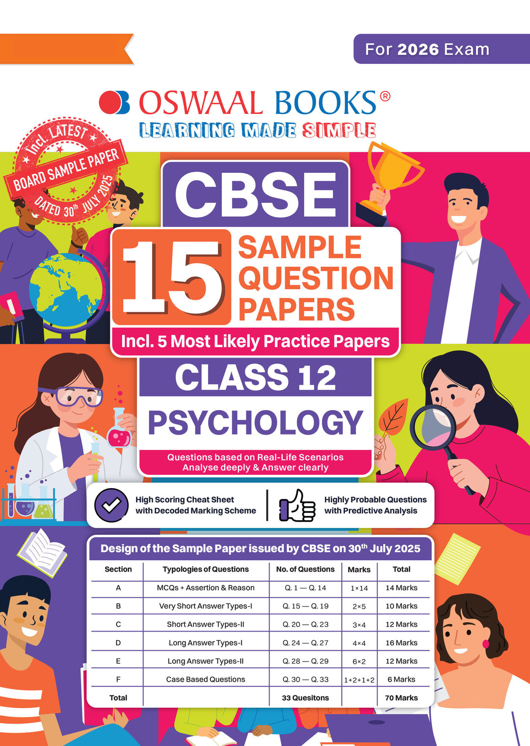 CBSE 15 Sample Question Papers Class 12 Psychology for 2026 Board Exam (As per CBSE Sample Question Paper issued on 30 July 2025), recommended by 2025 CBSE Toppers with Chapter wise Highly Probable Questions । Oswaal।