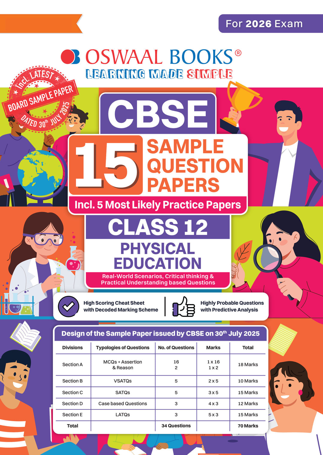CBSE 15 Sample Question Papers Class 12 Physical Education for 2026 Board Exam (As per CBSE Sample Question Paper issued on 30 July 2025), recommended by 2025 CBSE Toppers with Chapter wise Highly Probable Questions । Oswaal।