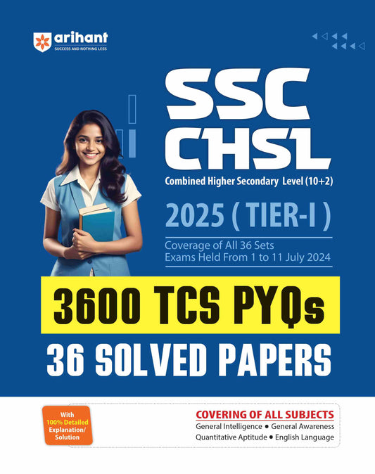 SSC CHSL (10+2) 2025 Tier I | 36 Solved Papers (3600 TCS PYQs) | English Medium