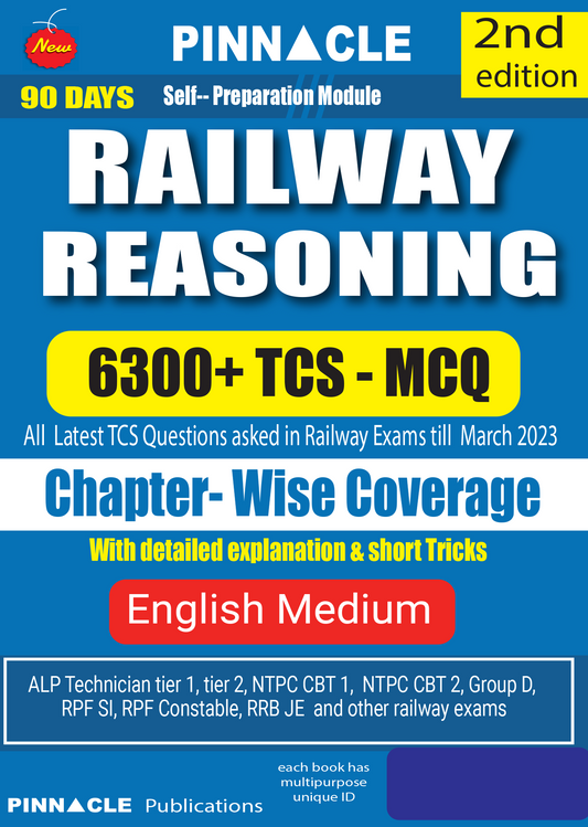 Railway Reasoning 6300 TCS MCQ Chapter-Wise 2nd edition english medium|PINNACLE