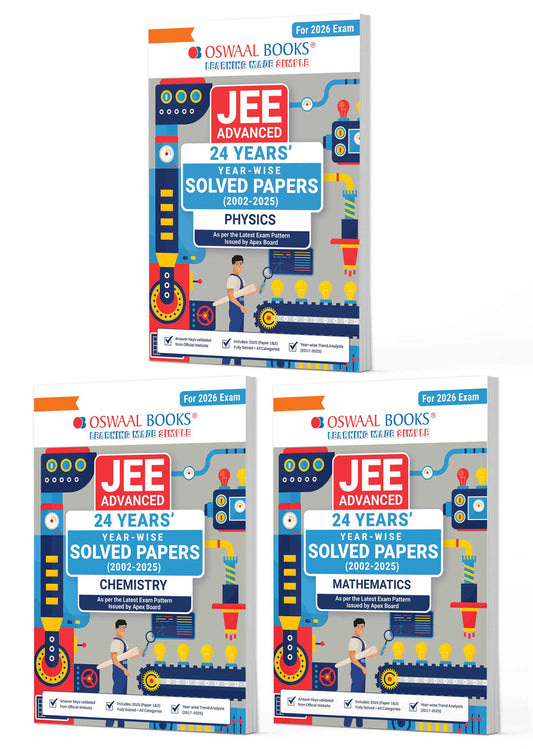 JEE Advanced 24 Years' Solved Papers (2002-2025) | Physics, Chemistry & Mathematics (Set of 3 Books) | For 2026 Exam