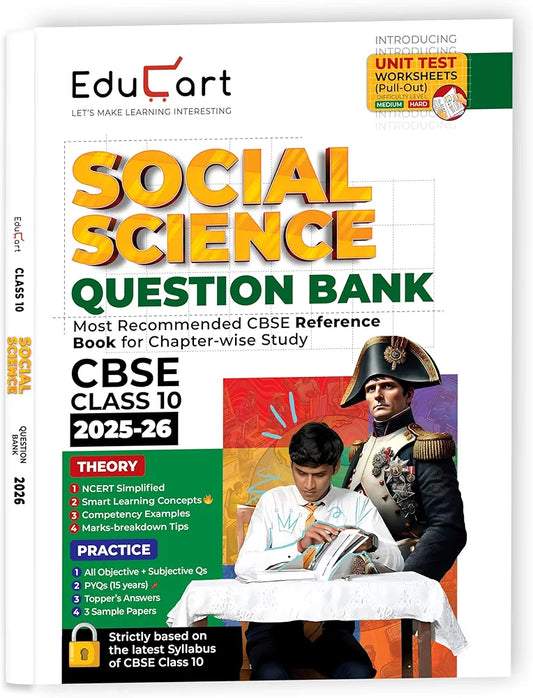 Educart CBSE Question Bank Class 10 Social Science 2025-26 on new Syllabus 2026 (Introducing Unit Test Worksheets)