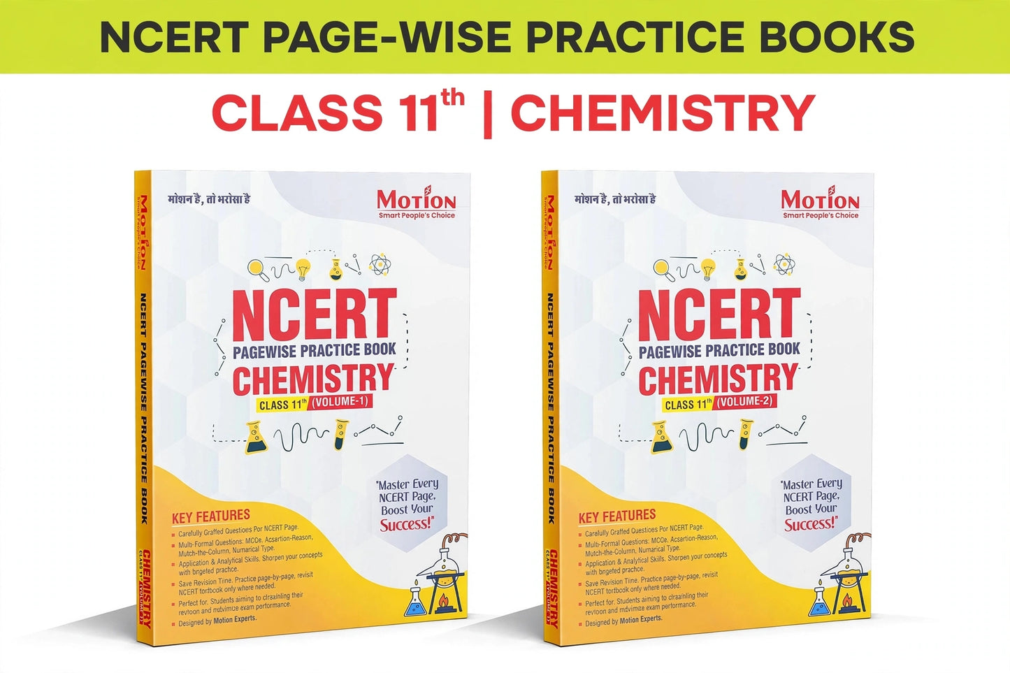 Motion NCERT Pagewise Practice Book Chemistry Class 11th Volume-1 & Volume-2 Combo Set of 2 Books | Page-by-Page NCERT Questions | MCQs, Assertion-Reason & Numerical Type | For Boards, NEET, JEE, CUET 2025-26