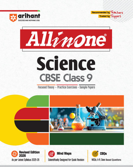 CBSE All in One Science Class 9 Exam 2025-26 | Practice Exercises, Sample Papers, Mind Maps, CBQs, MCQs, A-R, Case Based | Revised Edition 2026