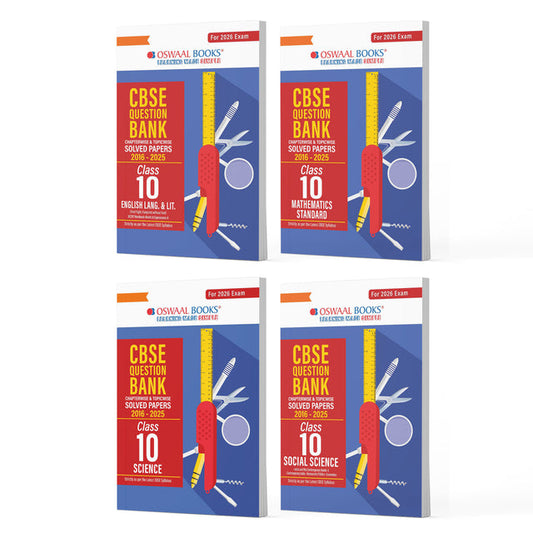 CBSE Question Bank Class 10 Set of 4 Books | English | Maths Standard | Science | Social Science | Chapterwise & Topicwise Solved Papers | For 2026 Board Exams| Oswaal
