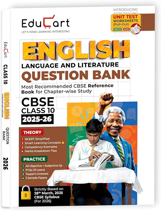 Educart CBSE Question Bank Class 10 English 2025-26 on new Syllabus 2026 (Introducing Unit Test Worksheets)