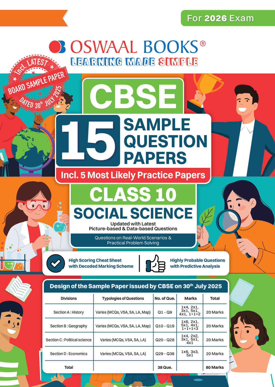 CBSE 15 Sample Question Papers Class 10 Social Science for 2026 Board Exam (As per CBSE Sample Question Paper issued on 30 July 2025), recommended by 2025 CBSE Toppers with Chapter wise Highly Probable Questions। Oswaal।