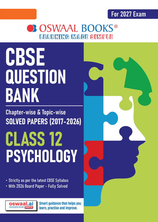 CBSE Class 12 Psychology Question Bank | Chapter & Topic-wise Solved Papers (2017–2026) | Based on Latest Syllabus (April 2026) | Includes 2026 Papers | | For 2027 Exam| Oswaal